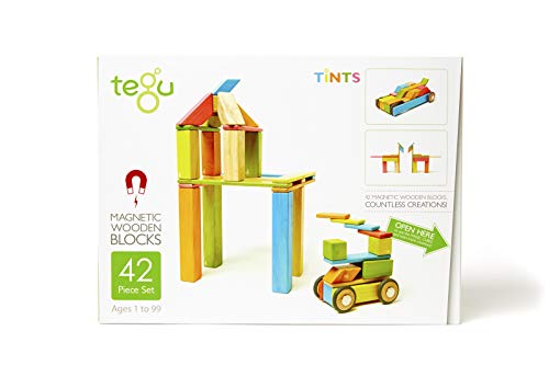 42 Piece Tegu Magnetic Wooden Block Set, Tints