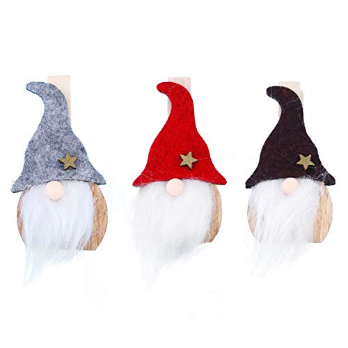 BESPORTBLE 6pcs Christmas Wood Clips Swedish Christmas Gnome Photo Clips Santa Clothespins DIY Photo Pegs for Home School Art Craft Decor