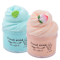 2 Pack Upgrade Mint Leaf Peach Cloud Slime Cotton Slime,Super Soft and Non-Sticky Slime Kit for Boys and Girls