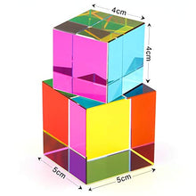 Load image into Gallery viewer, ZhuoChiMall CMY Mixing Color Cube 1.6 inch (40 mm) CMYcube Crystal Glass Prism, RGB Dispersion Prism, Multi-Color Desktop Toys Education Gift for Kids
