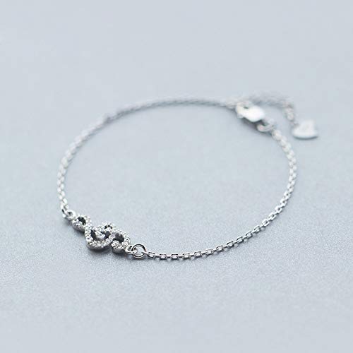 DFMJ Sterling Silver Zirconia Music Note Charm Bracelets for Woman Jewelry