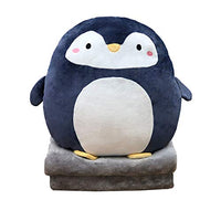 Hofun4U Soft Penguin Plush Hugging Pillow 16 Inch, Cute Anime Throw Pillow Stuffed Animal Doll Toy with Coral Fleece Blanket, Girls Boys Gifts for Birthday, Valentine, Christmas, Travel, Holiday