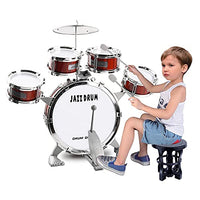 TWFRIC Toddler Drum Set 21 Inches Kids Drum Set with Foot Pedal, Stool Toy Jazz Drum Kit Educational Percussion Musical Instruments Gift for Boys Girls