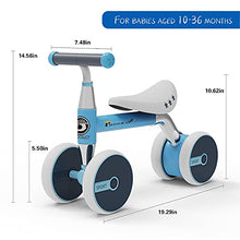 Load image into Gallery viewer, Phooray Baby Walker Balance Bike with 4 Wheels Indoors and Outdoors Bicycle Kids Riding Toys for 10-36 Months Baby`s First Toddler Bikes (Blue)
