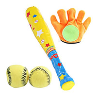 NUOBESTY 4pcs Kids Baseball Set Soft Ball with Bat Glove Baseball Tee Game Training Baseball Set Outdoor Sport Toys for Toddlers Kids (Assorted Color)