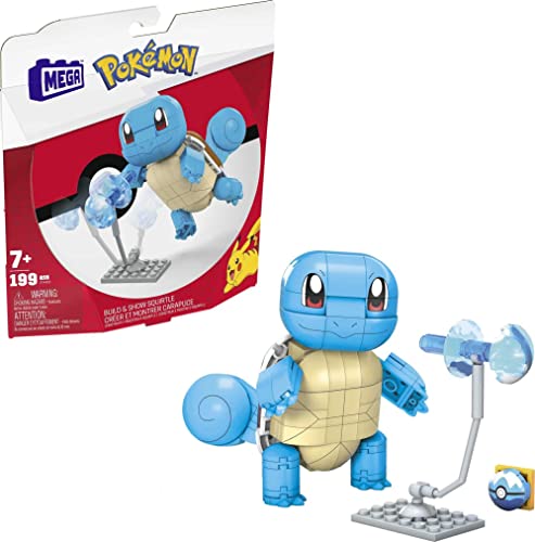 Mega Pokemon Build & Show Squirtle Building Set with 199 Bricks and Special Pieces, Toy Gift Set for Ages 7 and up