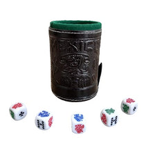 Load image into Gallery viewer, Cup Poker dice Game Set with Cup Leather Lined (cubilete)Black
