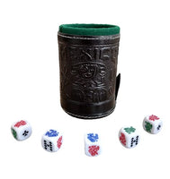 Cup Poker dice Game Set with Cup Leather Lined (cubilete)Black