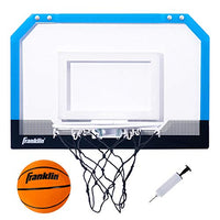 Franklin Sports Over the Door Indoor Basketball Hoop - Kids Mini Hoop for Bedroom - Steel Rim Mini Hoop - Includes Ball and Pump - Blue