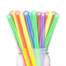 Load image into Gallery viewer, Windy City Novelties 25 Pack Glow Drinking Straws | 9 Inch | Assorted Colors | Glow Stick Plastic Straws | Food Grade| Straws for Cocktail Drinks, Bars, Restaurants
