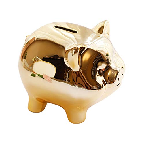 YBYB Money Box Ceramic Gold Pig Piggy Bank for Girls Boys Creative Home Decoration Piggy Bank Gift for Kids Coin Box Money Box Piggy Bank (Color : Gold)