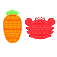 ONEST 2 Pieces Silicone Push Pops Bubbles Fidget Sensory Toy Funny Pops Fidget Toy Autism Special Needs Stress Reliever Toy (Crab and Carrot Style)
