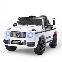Licensed Mercedes-Benz G63 Car for Kids with 2 Powerful Motors, Ride on Car 12V, Electric Car Remote Control/ 2+1 Speed/ Suspension System/ Horn/ LED/ Music/ USB for Boys, Girls (White)