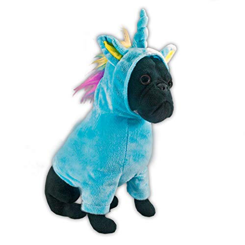 FGA MARKETPLACE French Bulldog Stuffed Animal, Realistic Looking Supersoft Plush Toy , Amazing Collection, A Huggable Keepsake for All Ages (Unicorn Outfit)