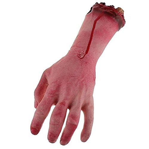 Halloween Simulation Fake Hand with Cloth Arm Realistic Bloody Broken Hand  Horror Prank Props 