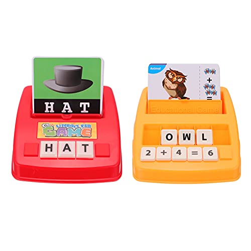 TOYANDONA 2 Sets Interesting Kids English Learning Machine Educational Words Matching Cards Preschool Reading Learning Toys Kindergarten Alphabet Memory Flash Cards
