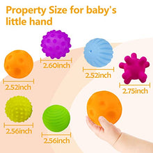 Load image into Gallery viewer, Sensory Balls for Kids 6pcs Textured Multi Ball Set for Toddlers Multicolor and Bright Handing Catching Balls BPA-Free Soft Stress Relief Toys ROHSCE
