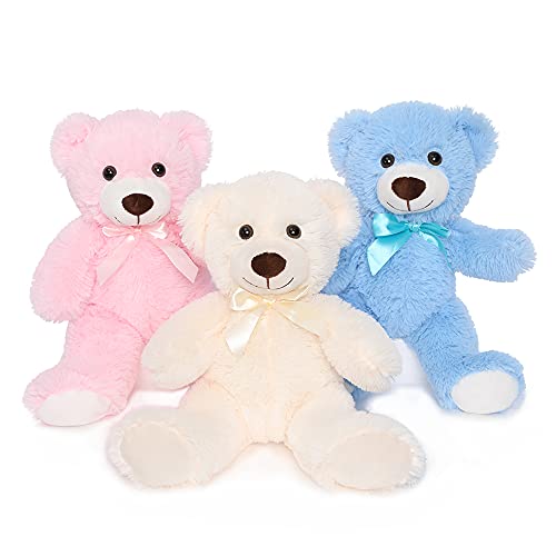 DOLDOA Cute Teddy Bear Stuffed Animal Soft Plush Bear Toy for Kids Boys Girls,as a Gift for Birthday/Christmas/Valentine's Day 13.8 inch (3 Packs,3 Colors)