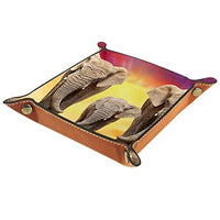 Dice Tray Elephant Animal Dice Rolling Tray Holder Storage Box for RPG D&D Dice Tray and Table Games, Double Sided Folding Portable PU Leather