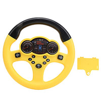 Steering Wheel Toy, Electric Simulated Driving Controller Portable Simulated Driving Steering Wheel Learn Colors Feelings & Music Game for Baby Toddlers Infants(Yellow)