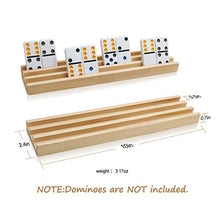 Load image into Gallery viewer, Exqline Wooden Domino Racks Set of 8 Premium Domino Trays Holders Organizer for Mexican Train Chickenfoot and Other Domino Games - Dominoes NOT Included
