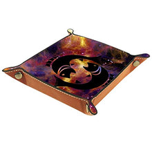 Load image into Gallery viewer, Dice Tray Zodiac Horoscope Astrology Dice Rolling Tray Holder Storage Box for RPG D&amp;D Dice Tray and Table Games, Double Sided Folding Portable PU Leather

