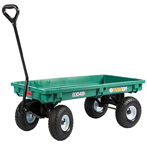 Millside 03548-FF Poly-Deck Garden Wagon with Flat Free Tires, Green