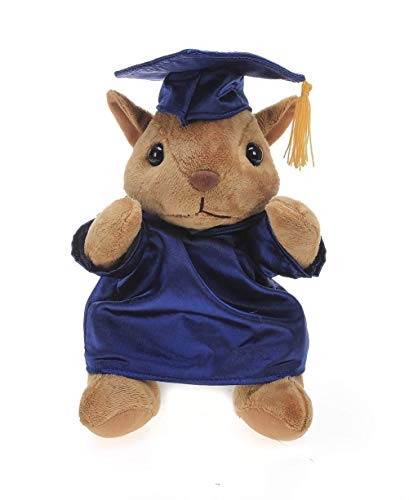 Plushland Squirrel Plush Stuffed Animal Toys Present Gifts for Graduation Day, Personalized Text, Name or Your School Logo on Gown, Best for Any Grad School Kids 12 Inches(New Navy Cap and Gown)