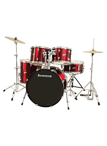 Ludwig Accent Drive Red 5-Piece Drum Set (Includes Hardware, Throne, Pedal, Cymbals, Sticks and Drum Key)
