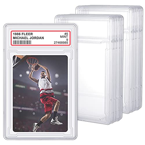 Trading Cards Protector Case Acrylic Clear Baseball Card Holders with Label Position Hard Card Sleeves Small Sturdy Storage Box for Card Standard Collector Sport Game Grade Card Case (12 Pieces)