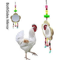 EastVita Wooden Chicken Toy with Bells Chicken Mirror Hen and Rooster Following Wooden Mirror Toy Wooden