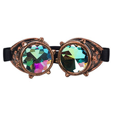 Load image into Gallery viewer, FOCUSSEXY Steampunk Goggles Kaleidoscope Rave Rainbow Crystal Lenses
