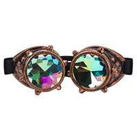 FOCUSSEXY Steampunk Goggles Kaleidoscope Rave Rainbow Crystal Lenses