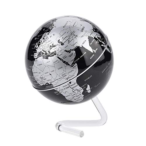 Yongfer Globe Desktop Globe Rotating World Globe Rotating Earth Globe World Globe with Stand-Desktop Rotating World Globe Earth Globe with Stand for Kids & Adults(Silver)