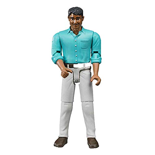 Bruder Toys - Bworld Realistic Medium Skin Tone Man with White Jeans Action Figure has Moveable Limbs and Can Grasp Objects - Ages 4+