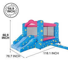 Load image into Gallery viewer, GOOSH 5 FT Kid&#39;s Playhouse, Inflatable Bounce House with Blower and Slide, Bouncy House for Kids Outdoor, Sport and Outdoor Play, Durable Sewn Heavy Duty Material Kids Galaxy Castle
