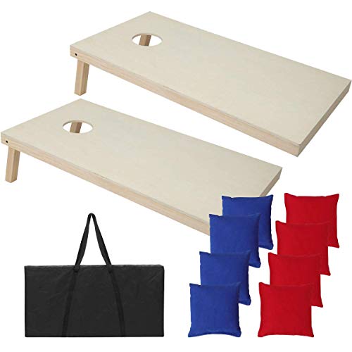 Selva 4x2FT Pine Wooden Cornhole Bean Bag Toss Game Set | Durable Sturdy Heavy Duty Foldable Legs Portable Suitable For Home Outdoor Lawn Garden Patio Party Park Camping Wedding Social Events Backyard