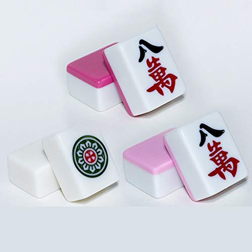 Mahjong Set MahJongg Tile Set Chinese Mahjong Game Set, Including 144 Tile Dice, Storage Bag (for Chinese Style Game Play) Chinese Mahjong Game Set (Color : Pink, Size : 46#)