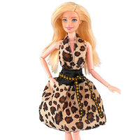 ikasus Leopard Print Dress Doll Suit Cloths Handmade Doll Clothes Set Doll Dress Up Clothes Toys for Girls Christmas Birthday Gifts Trendy Fashion Variety of Suit Dress Dolls Clothes