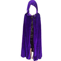 Halloween Hooded Cloak for Kids Plus Size Cosplay Costume Purple Cape Long Robe