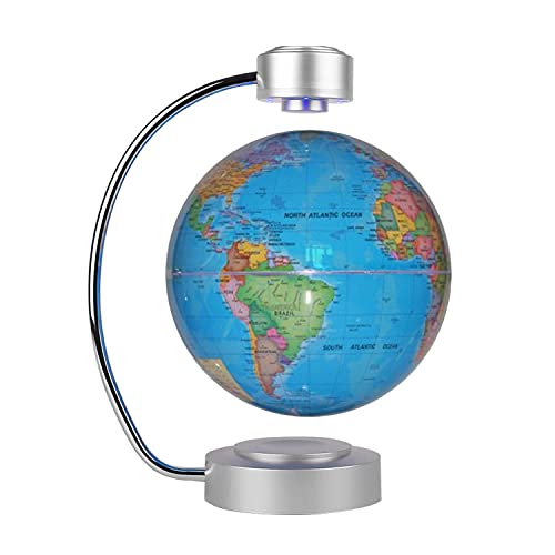 FASSTUREF 8'' Magnetic Levitation Globe, LED Illuminated World Map Earth for Desktop Office Home Decor, Children Learn Geography Knowledge (Color : C)