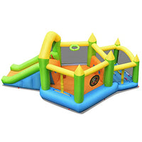 GOFLAME Inflatable Bounce House, Blow-Up Jump Bouncy Castle with Jump Area, Slide, Ball Pit, Basketball Rim, Kids Playhouse Including Carry Bag, Repair Kit, Stakes (Without Blower)