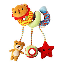 Load image into Gallery viewer, AIPINQI Infant Stroller Toy, Baby Car Seat Toys for Infant Baby Bed Stroller Toy Suitable Pram Crib Plush Toy for Boys Girls Spiral Activity Toy with Rattles and BB Squeaker, ,Lion
