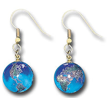 Load image into Gallery viewer, Earrings - Blue Recycled Glass Earth Marbles With Gold Fill Findings
