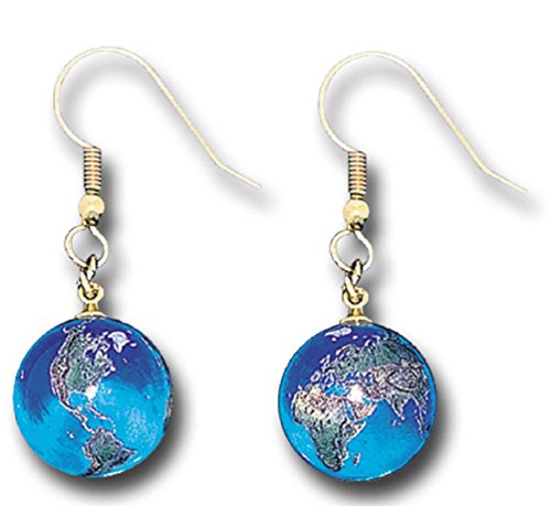 Earrings - Blue Recycled Glass Earth Marbles With Gold Fill Findings