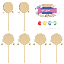 Load image into Gallery viewer, Exceart 8Pcs Unfinshed Wood Toys Wooden Rattle Toy Rattle Drum Toy DIY Painting Craft with Pigment and Pen for Kids Girl Child
