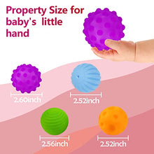 Load image into Gallery viewer, Montessori Toys for Babies 3 Months+, Baby Balls 3 to 12 Month for Babies &amp; Toddlers 3M+, Textured Multi Ball Set Colorful &amp; Soft Squeezy Sensory Toys. Stress Relief Balls for Infant (4 Pack)
