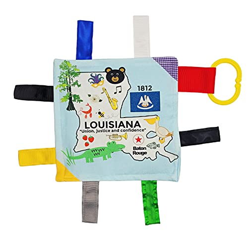 Louisiana NOLA Baby Tag Crinkle Me Stroller Toy Lovey for Tummy Time, Sensory Play, Traveling and Photography