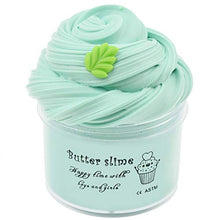 Load image into Gallery viewer, Mint Green Butter Slime Scented with Leaf Charm 7OZ Floam Slime Non Sticky Birthday Cake Premade Slime DIY Mud Stress Relief Toy for Boy Girl (Mint Green)
