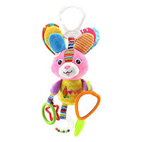 D-KINGCHY Baby Car Toys Stroller Plush Toy Animal Stuffed Hanging Rattle Toys Newborn Crib Bed Around Toy with Teether Rattle Sound for 0-3 Years Old (Bunny)